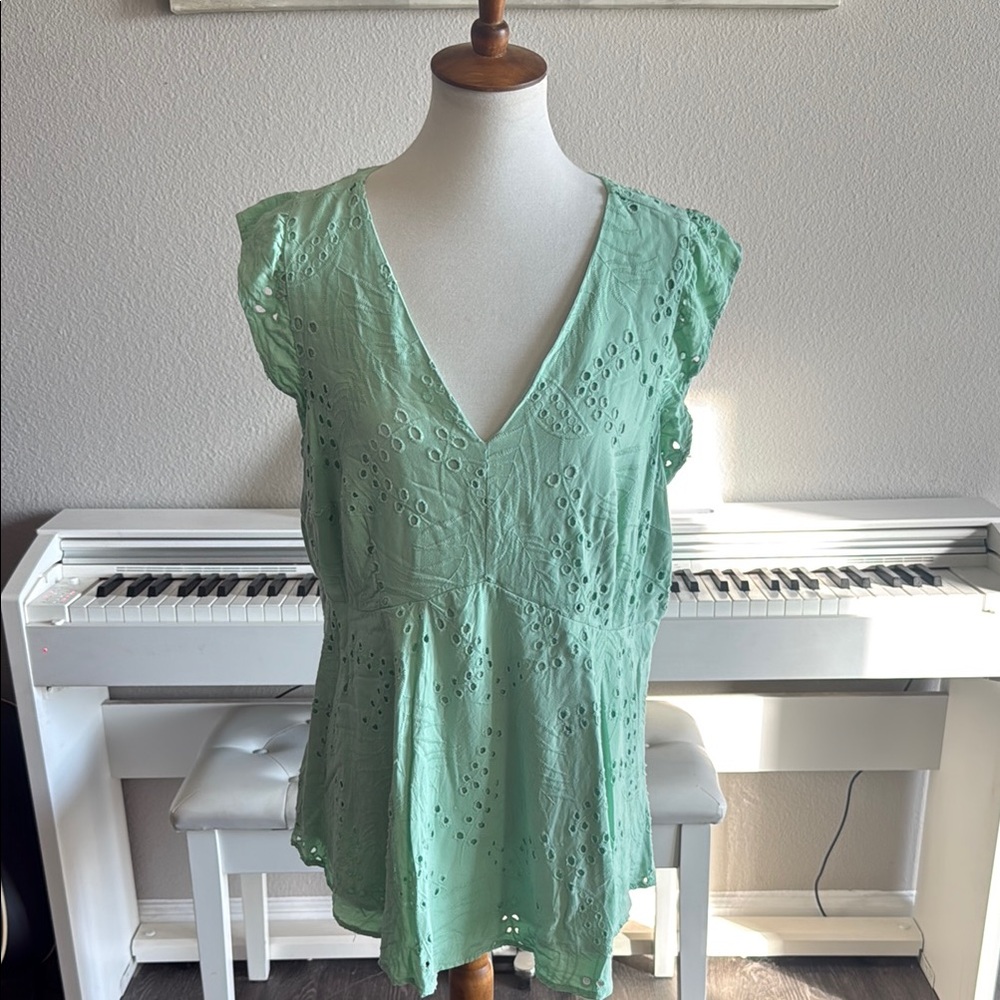 Mint Green Eyelet Women's Top